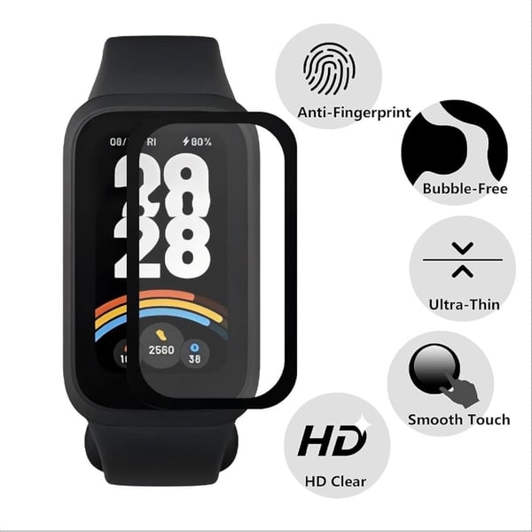 3-pack Watch Film Xiaomi Smart Band 9 Active / Redmi Band 3 , 3D PET Smartwatch näytönsuojain