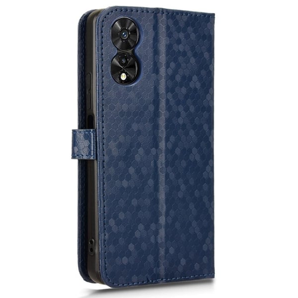 TCL 505 Wallet Phone Case Dots Pattern Vegansk Læder Flip Cover - Mørkeblå