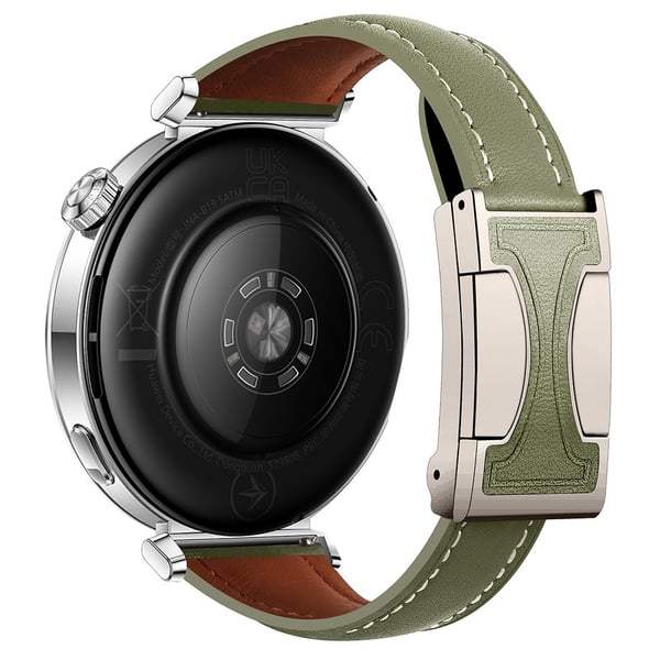 22mm Genuine Cow Leather Strap Huawei Watch GT 5 Pro 46mm / GT 5 46mm / GT 4 46mm Flat Texture Magnetic Buckle Watch Band - Green