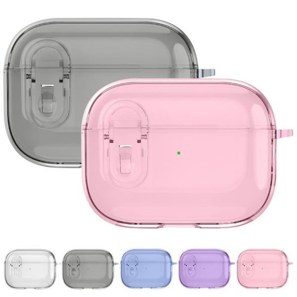 AirPods 4 kuulokkeiden tapauksessa solki Design Anti-Drop Joustava korvanappien suojus karabiinilla - Läpinäkyvä Musta