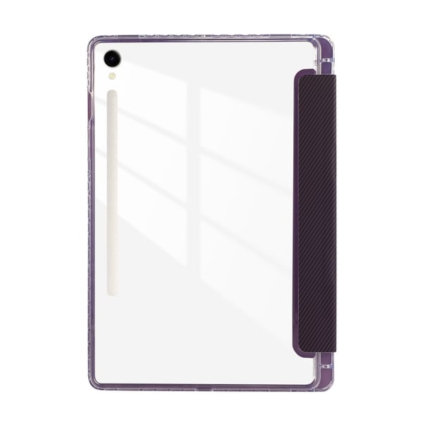 Samsung Galaxy Tab S9 / S9 FE Case Tri-Fold Stand Smart Auto / Wake Leather Tablet Cover Carbon Fiber Texture - Purple