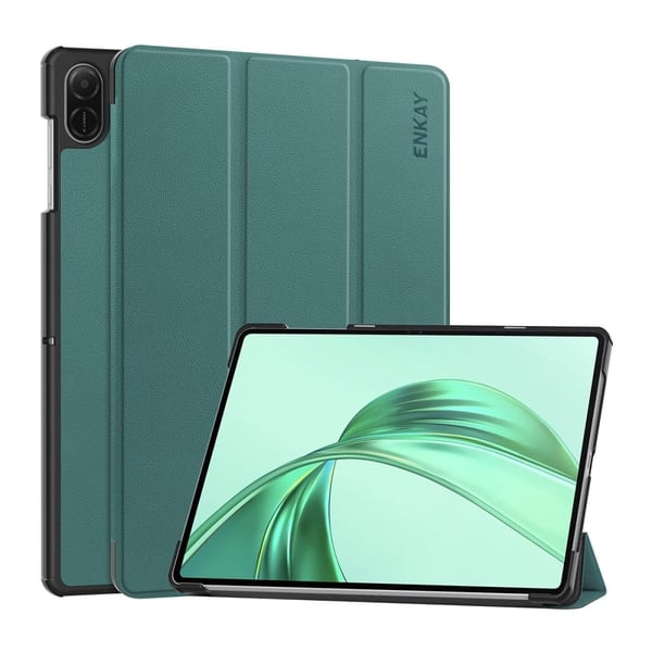 Honor Pad X8a ENKAY HAT PRINCE Trifold Stand Cover Vegan Leather Bump Resistant Tablet Case - Dark Green