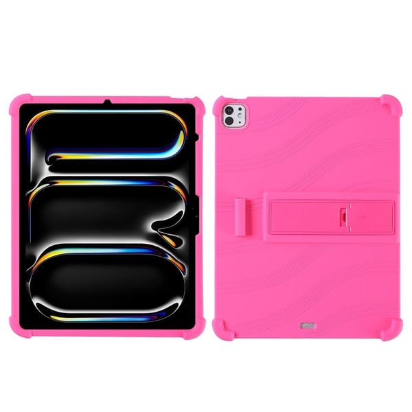 iPad Pro 13 (2024) / Air 13 (2024) Silicone Case with Kickstand Rugged Protective Cover - Rose