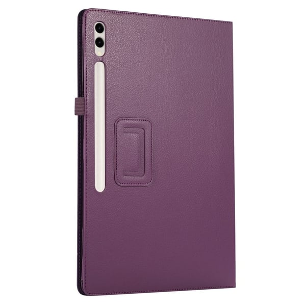 Samsung Galaxy Tab S10 Ultra Case Bi-Fold Stand Leather Tablet Cover Litchi Texture - Purple