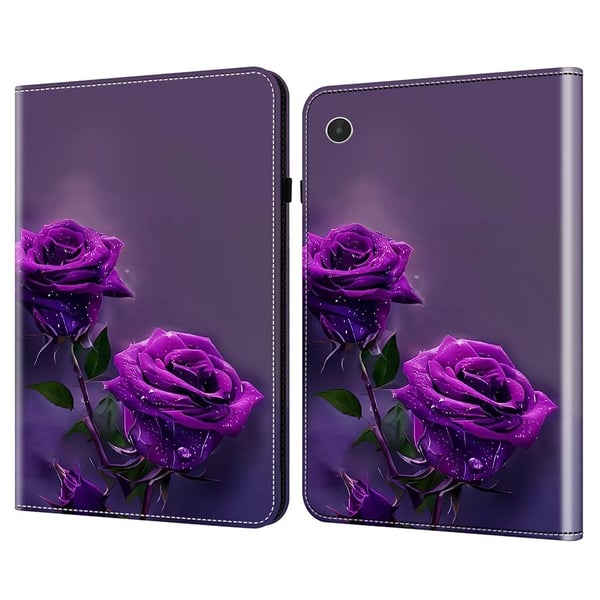 Lenovo Tab Plus Asia Flip Stand Nahka Tablet Cover Kuvio Painettu - Violetti Ruusu