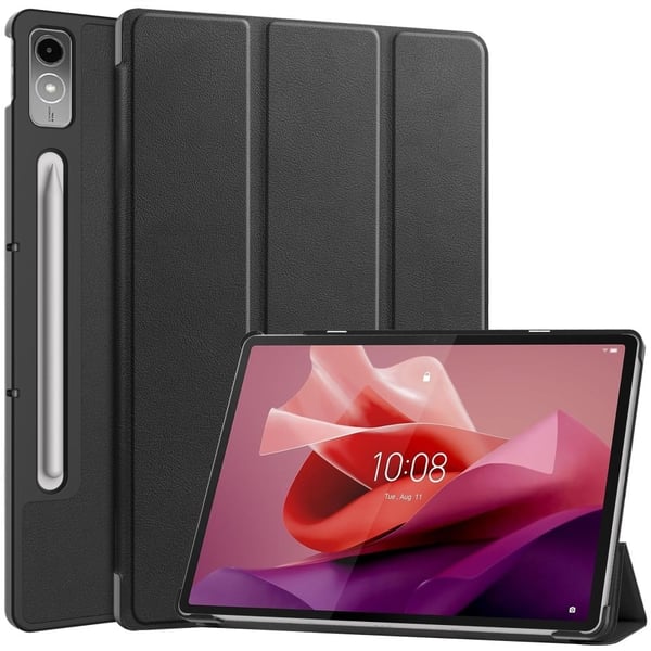 Vegan Leather Tablet Case Lenovo Tab P12 , Tri-fold Stand Full Protection Tablet Cover - Black Vegan Leather Tablet Case Lenovo Tab P12 , Tri-fold Stand Full Protection Tablet Cover - Black