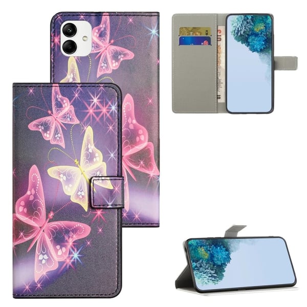Wallet Phone Case Motorola Moto G54 5G Case Pattern Printing Vegan Leather Flip Phone Cover - Sparkle Butterflies
