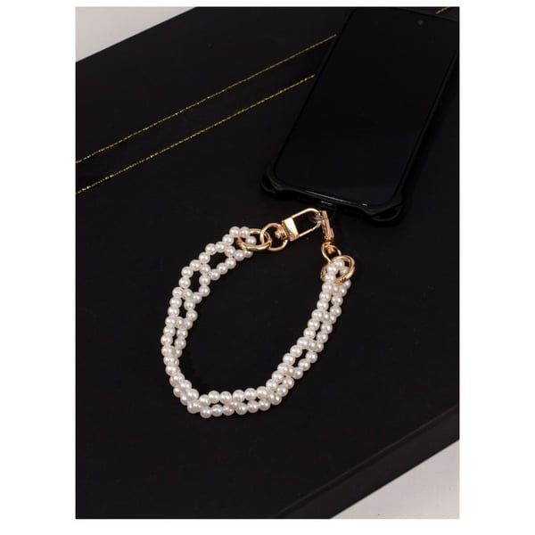 32cm ABS pärlor Telefon Charm Rem Dubbla Spännen Lanyard Telefon Smycken Armband