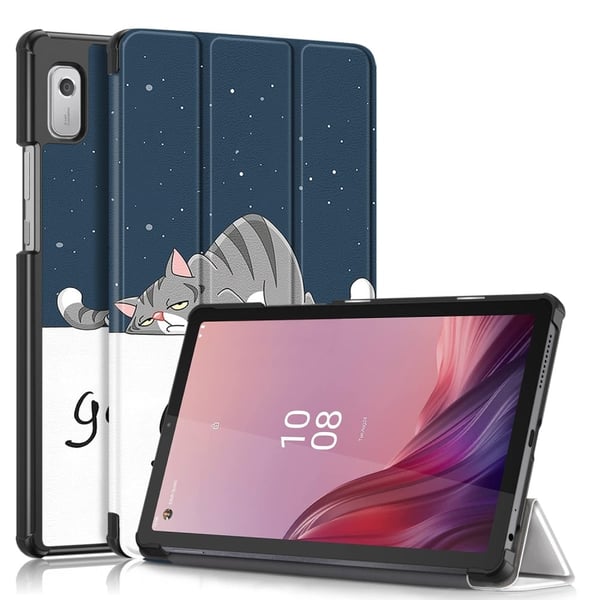 Tablet Leather Case Lenovo Tab M9 TB-310FU , Tri-fold Stand Pattern Printing Tablet Cover with Auto Wake / Sleep - Cat