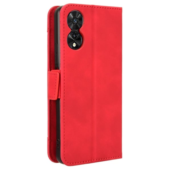 TCL 50 SE Case Vegan Leather Multiple Card Slots Shockproof Flip Phone Cover - Red