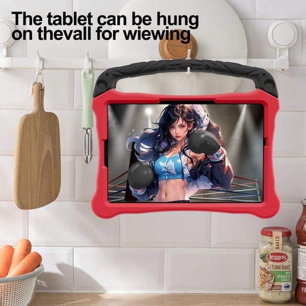 EVA Case Samsung Galaxy Tab S9 FE / S9 / S8 / S7 Boxing Style Tablet Cover with Handle Kickstand - Red / Black