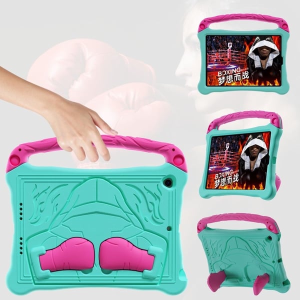 EVA Case iPad 10.2 (2021) / (2020) / (2019) / Air 10.5 inch (2019) Boxing Style Tablet Cover with Handle Kickstand - Mint Green / Rose