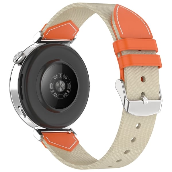 Kellohihna Huawei Watch GT 5 Pro 42mm / GT 5 41mm / GT 4 41mm Universal 18mm Nylon Nahka Rannehihna - Starlight + Oranssi