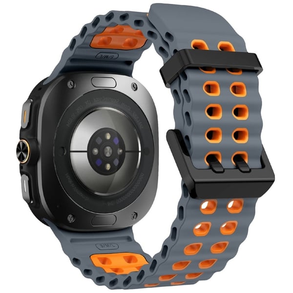 Samsung Galaxy Watch Ultra 47mm silikoniranneke kaksivärinen korvaava kellohihna - Harmaa + Oranssi Samsung Galaxy Watch Ultra 47mm silikoniranneke kaksivärinen korvaava kellohihna - Harmaa + Oranssi