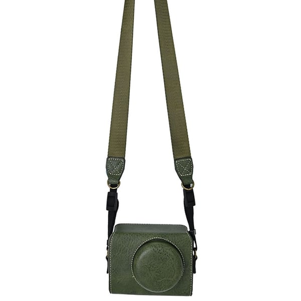 Sony ZV-1F Protective Cover Litchi Textured Vegan Leather Camera Case with Shoulder Strap - Green
