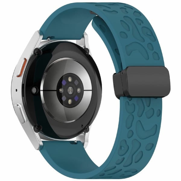 KALEBOL 20mm Magnetic Silicone Strap Samsung Galaxy Watch6 Classic 47mm / 43mm / Huawei Watch GT 3 Pro 43mm Leopard Print Watch Band - Dark Blue