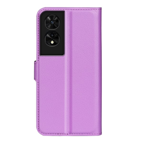 TCL 505 Case Litchi Texture Shockproof Leather Wallet Phone Cover - Purple