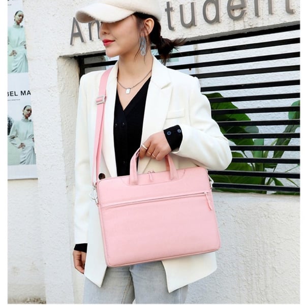 Universal Laptop Handbag Shoulder Bag Notebook Carrying Case Briefcase 13-14 inch Laptop (Inner Size: 36x27cm) - Pink