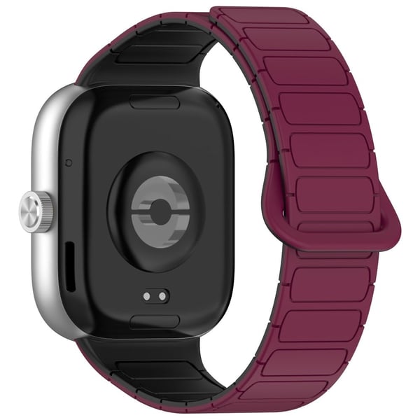 Xiaomi Redmi Watch 5 Replacement Silicone Watch Band Reverse Buckle Magnetic Wrist Strap - Wine Red+Black