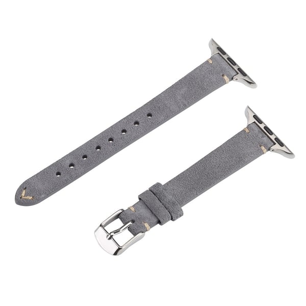 Watch Band Apple Watch Series 10 46mm Genuine Cow Leather Simple Matte Strap - Grey Watch Band Apple Watch Series 10 46mm Genuine Cow Leather Simple Matte Strap - Grey