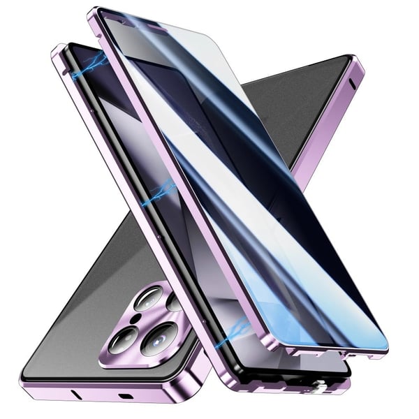 Samsung Galaxy S25 Ultra Case Anti-Spy Double-Sided Tempered Glass Magnetic Phone Cover - Light Purple