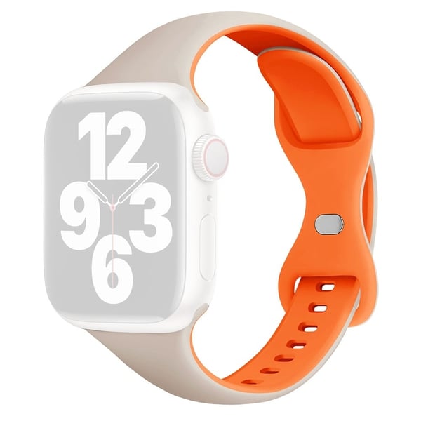 KALEBOL Silikone rem Apple Watch Series 10 42mm Butterfly Buckle Watch Band - Stjernelys + Orange