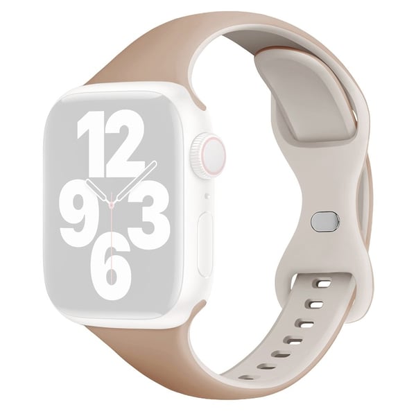 KALEBOL Silikonihihna Apple Watch Series 10 42mm perhonen solki kellonauha - Maito Tee + Rock Valkoinen