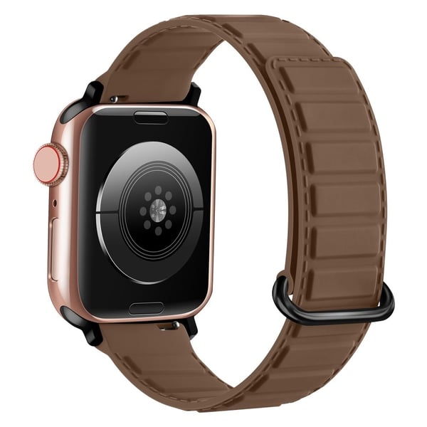 Silikone rem Apple Watch Series 10 46mm Magnetisk Buckle Watch Band - Chokolade