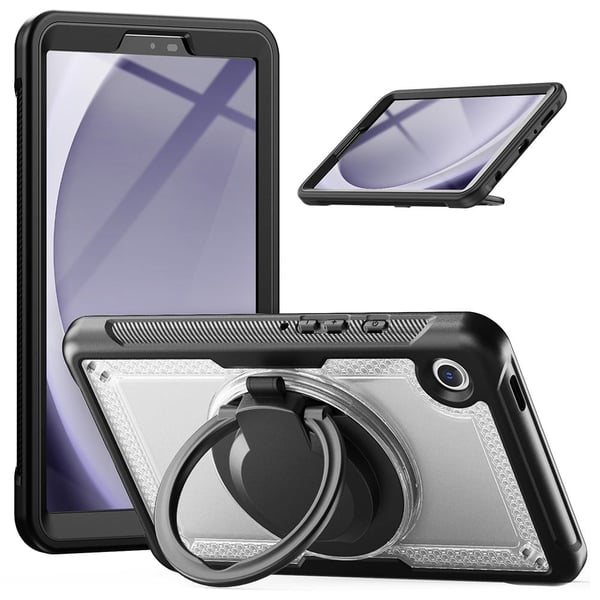 Samsung Galaxy Tab A9 (SM-X110 / X115 / X117) Case Rotating Kickstand Bump Resistant and Flexible Shockproof Tablet Cover - Transparent