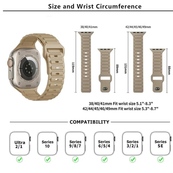 KALEBOL Watch Strap Apple Watch Series 10 46mm Three Bead Silicone Band - Fluorescent Green