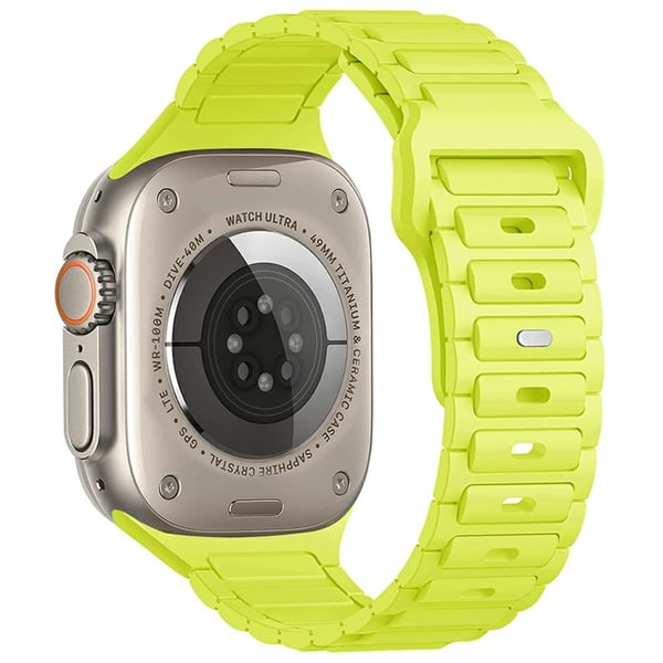 KALEBOL Watch Strap Apple Watch Series 10 46mm Three Bead Silicone Band - Fluorescent Green