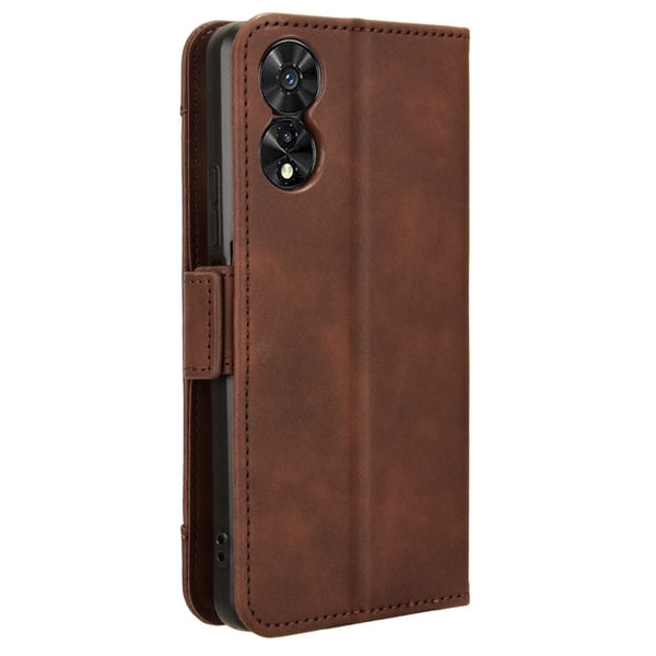 TCL 50 SE Case Vegan Leather Multiple Card Slots Shockproof Flip Phone Cover - Brown