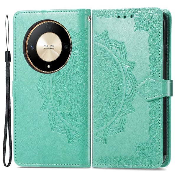 Honor X9b 5G / Magic6 Lite 5G / X50 5G Case Mandala Flower Wallet Leather Phone Cover - Green