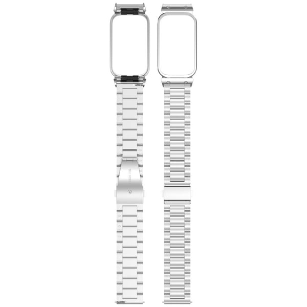 Xiaomi Smart Band 9 Active / Redmi Band 3 Metal Frame Watch Case Integrated Three Bead Stainless Steel Strap - Rødguld