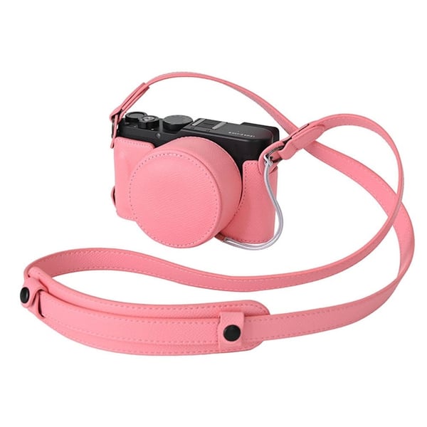 Leica D-Lux 8 kameran jalusta objektiivin suojuksella olkahihna Vegaaninahkainen suojakotelo - Pinkki