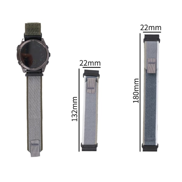 Garmin Fenix 8 47mm / Fenix E 47mm Quick Release Nylon Loop Magic Tape Watch Band 22mm Universal Strap - Hvid + Grøn