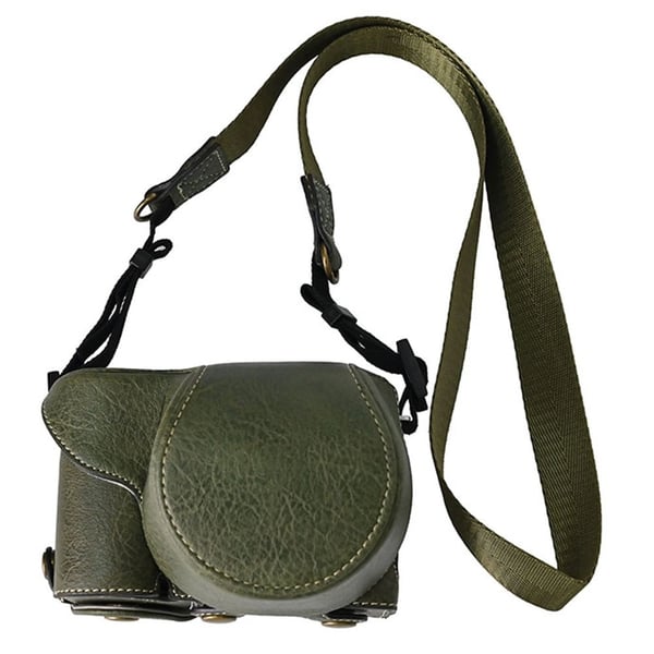 Sony Alpha ZV-E10 Camera Case Litchi Texture Leather Cover with Battery Hole and Strap - Green