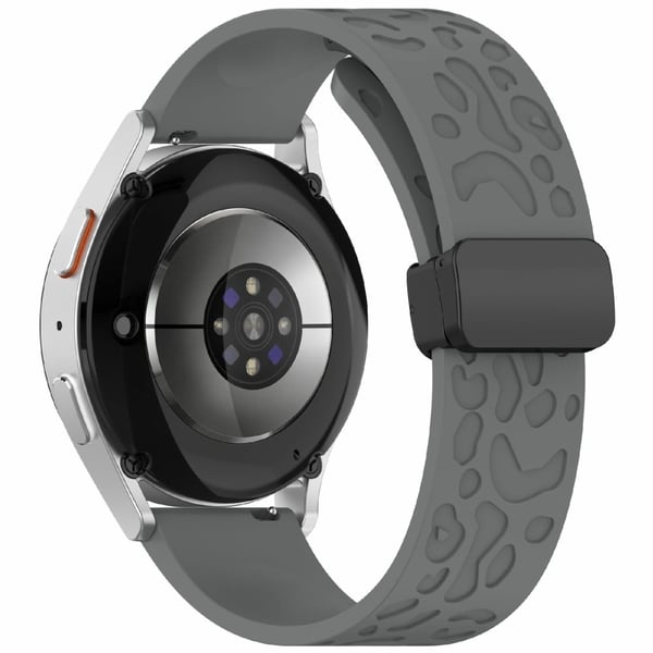 KALEBOL 22mm magnetisk silikone rem Samsung Galaxy Watch3 45mm / Huawei Watch GT 5 46mm / GT 5 Pro 46mm Leopard Print Watch Band - Mørkegrå
