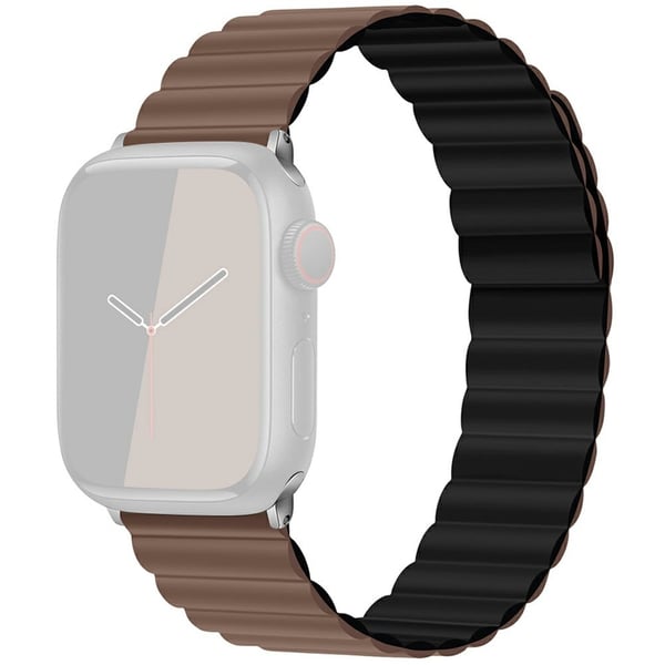 KALEBOL Magnetic Watch Band Apple Watch Series 10 46mm Silicone Strap - Coffee Black