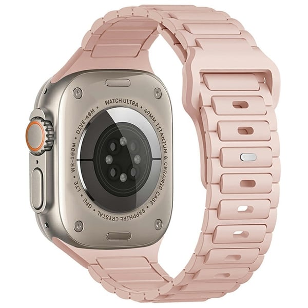 KALEBOL Watch Strap Apple Watch Series 10 46mm Three Bead Silicone Band - Pink