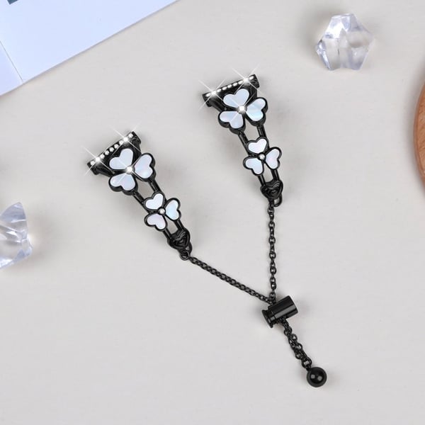 Haylou RS4 Plus LS11 Watchband Heart Clover Decor Zinc Alloy Metal Strap - Black