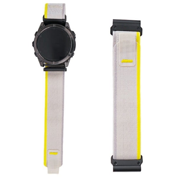 KALEBOL 22mm Watch Band Garmin Fenix 7 / Fenix 7 Pro Magic Tape Nylon Loop Wrist Strap - Apricot + Yellow