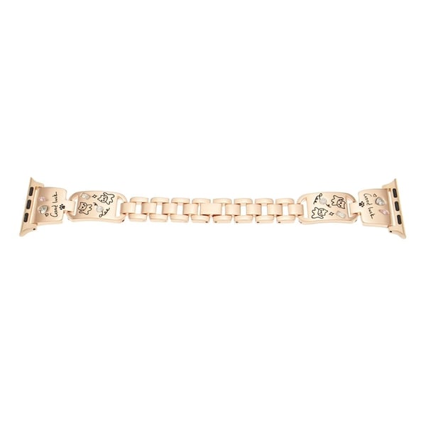 Metal Strap Apple Watch Series 10 42mm Watch Band Cat Pattern - Rose Gold