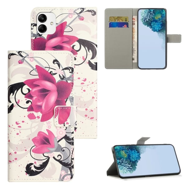 Wallet Phone Case Motorola Moto G54 5G Case Pattern Printing Vegan Leather Flip Phone Cover - Lotus