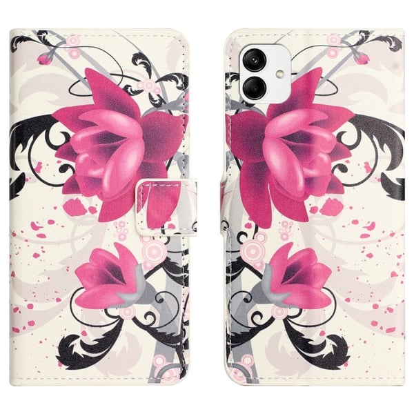 Wallet Phone Case Motorola Moto G54 5G Case Pattern Printing Vegan Leather Flip Phone Cover - Lotus