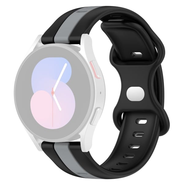 KALEBOL 20mm Dual Color Silicone Strap Samsung Galaxy Watch6 Classic 47mm / 43mm / Huawei Watch GT 3 Pro 43mm Watch Band - Black+Grey