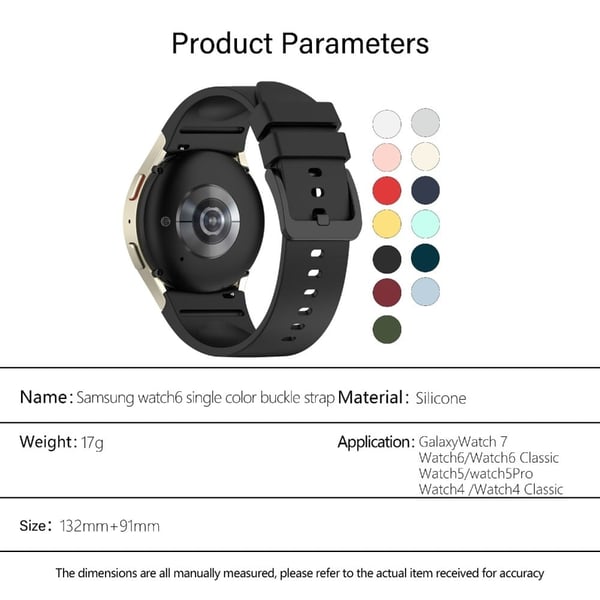 KALEBOL Silicone Watch Strap Samsung Galaxy Watch7 / Watch FE 40mm / Watch6 / Watch 5 Wrist Band with Color Matched Buckle - Light Grey
