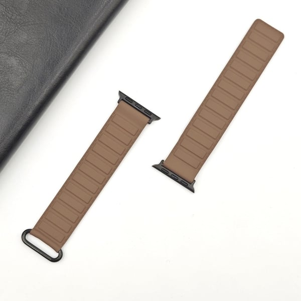 Silicone Strap Apple Watch Series 10 42mm Magnetic Reverse Buckle Watch Band - Chocolate