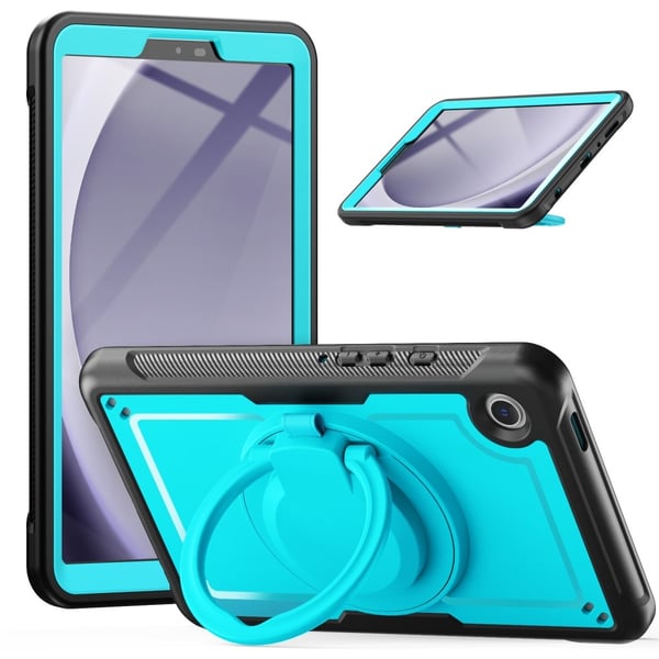 Samsung Galaxy Tab A9 SM-X110 / X115 / X117 Case Rotating Kickstand Bump Resistant and Flexible Shockproof Tablet Cover with Shoulder Strap - Baby Blu