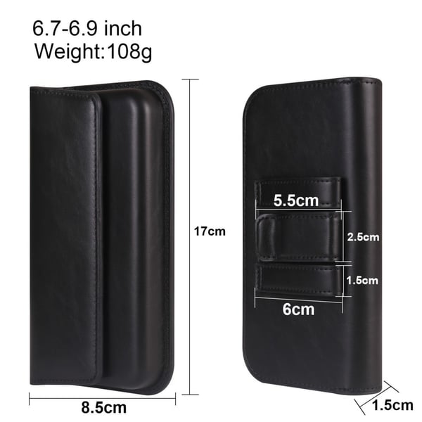 Pouch Holder 6.7 - 6.9 Inch Phone Large Flap Horizontal Double Magnetic Phone Waist Bag - Black